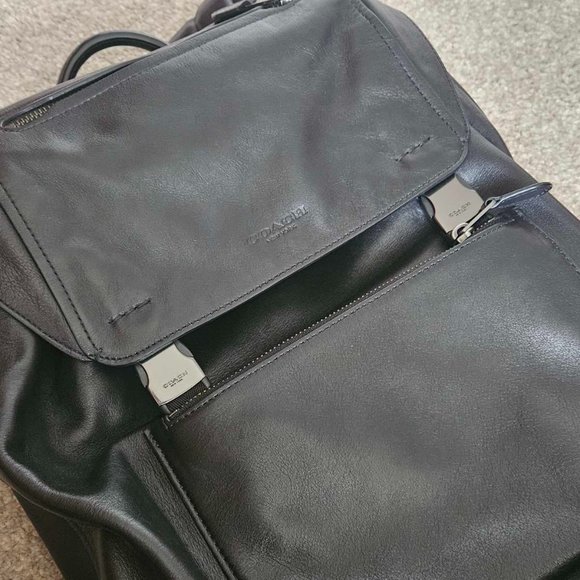 Coach Black Leather Backpack - Picture 2 of 16